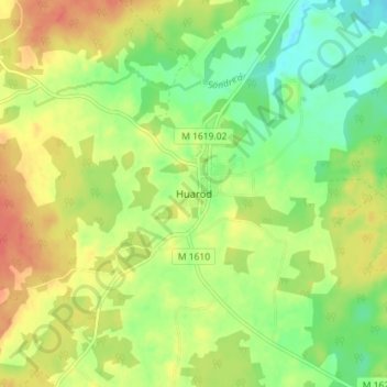 Carte topographique Huaröd, altitude, relief