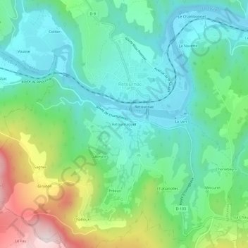 Carte topographique Retournaguet, altitude, relief