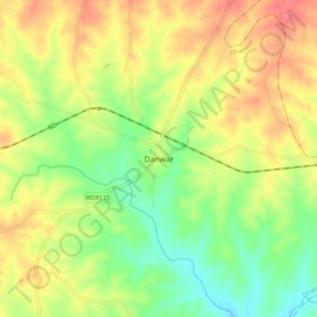 Carte topographique Danwar, altitude, relief