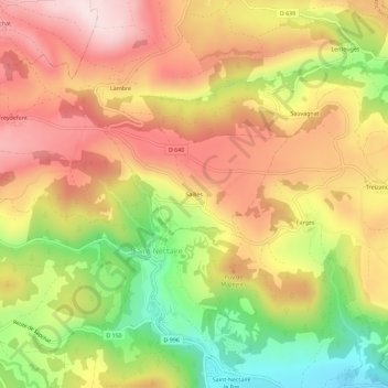 Carte topographique Sailles, altitude, relief