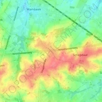 Carte topographique Goudveerdegem, altitude, relief