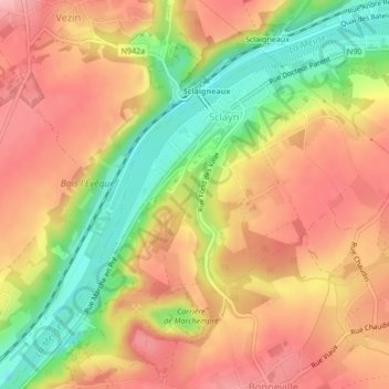 Carte topographique Grotte Scladina, altitude, relief