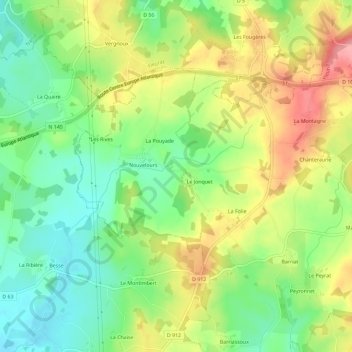 Carte topographique Huviers, altitude, relief