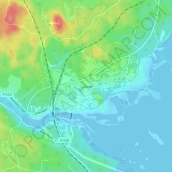 Carte topographique Ljusne, altitude, relief