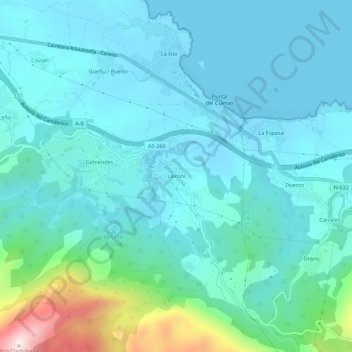 Carte topographique Loroñe, altitude, relief