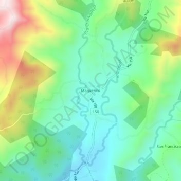 Carte topographique Maquenco, altitude, relief