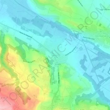 Carte topographique Veyrins, altitude, relief