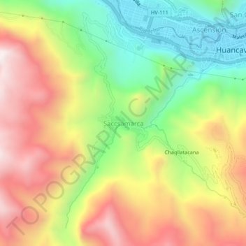 Carte topographique Saccsamarca, altitude, relief