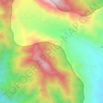 Carte topographique Rano Tengah, altitude, relief