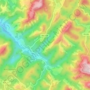Carte topographique Itaretama, altitude, relief