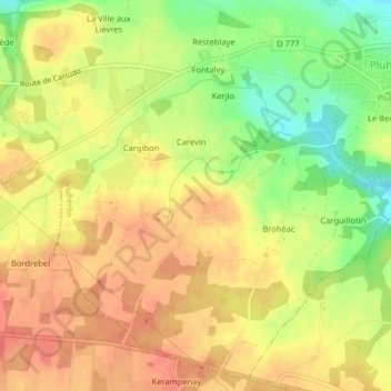 Carte topographique Kerpena, altitude, relief
