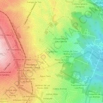 Carte topographique Casa Blanca, altitude, relief