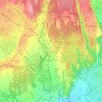 Carte topographique Cascina Amata, altitude, relief