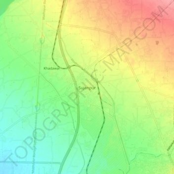 Carte topographique Sujanpur, altitude, relief