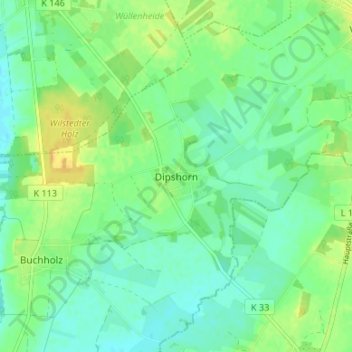 Carte topographique Dipshorn, altitude, relief