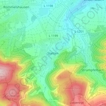 Carte topographique Stetten, altitude, relief