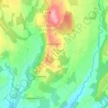 Carte topographique Château de l'Arthaudière, altitude, relief