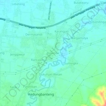 Carte topographique Balamoa, altitude, relief