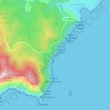 Carte topographique La Seyne-sur-Mer, altitude, relief
