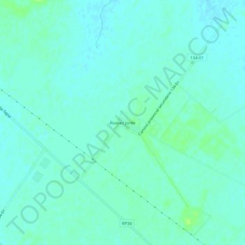 Carte topographique Álvarez Jonte, altitude, relief