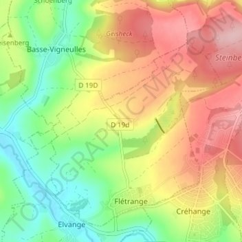 Carte topographique Dorviller, altitude, relief