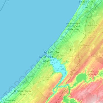 Carte topographique Salé, altitude, relief