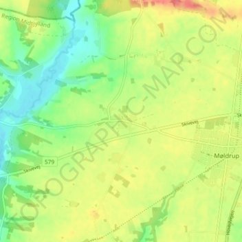 Carte topographique Vester Tostrup, altitude, relief