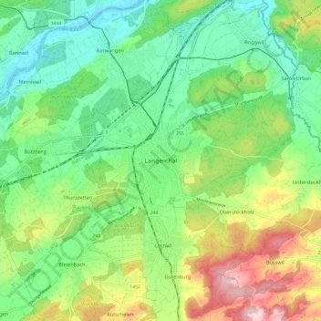 Carte topographique Langenthal, altitude, relief
