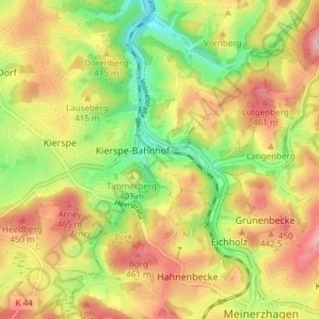 Carte topographique Windfuhr, altitude, relief