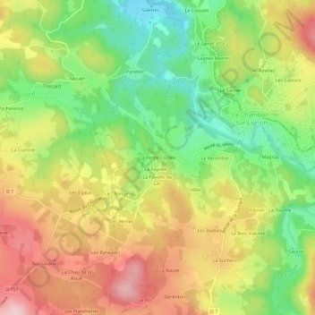 Carte topographique La Petite Fayolle, altitude, relief