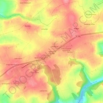 Carte topographique Kermoin, altitude, relief