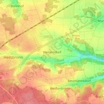 Carte topographique Weiterndorf, altitude, relief