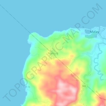Carte topographique Naasug, altitude, relief
