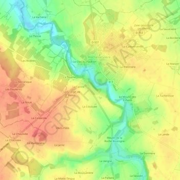 Carte topographique Le Cormier, altitude, relief