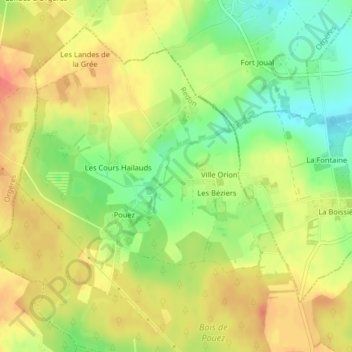 Carte topographique La Tapionnais, altitude, relief