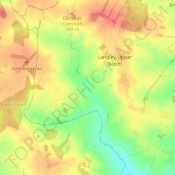 Carte topographique Langley Lower Green, altitude, relief