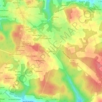 Carte topographique Pen Ganquis, altitude, relief