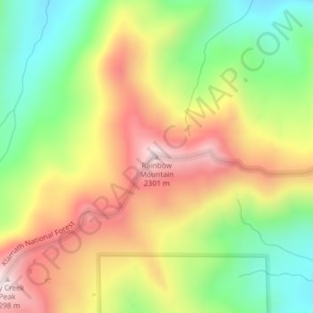 Carte topographique Rainbow Mountain, altitude, relief