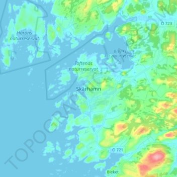 Carte topographique Skärhamn, altitude, relief