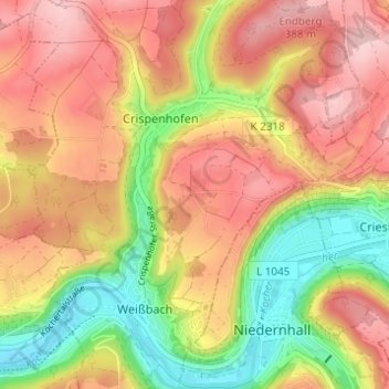 Carte topographique Halberg, altitude, relief