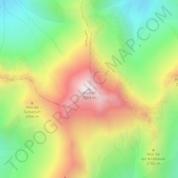 Carte topographique Muttler, altitude, relief