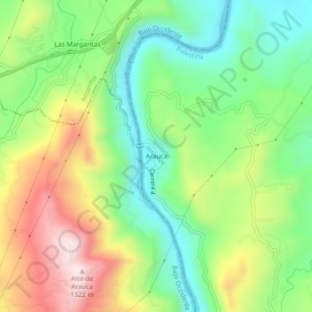 Carte topographique Arauca, altitude, relief