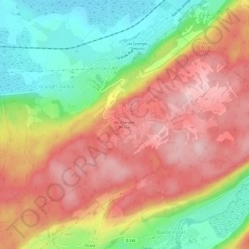 Carte topographique Les Granges-Dessus, altitude, relief