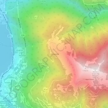 Carte topographique Camaggiore, altitude, relief