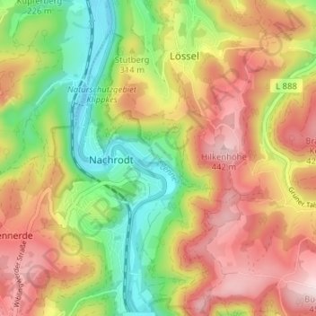 Carte topographique Dümpel, altitude, relief
