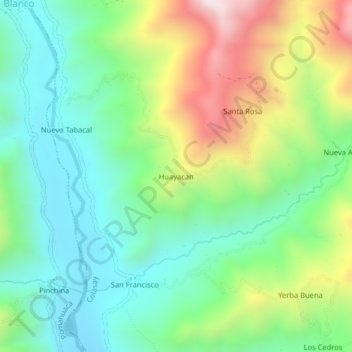 Carte topographique Huayacan, altitude, relief