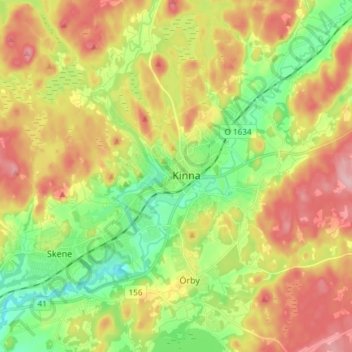 Carte topographique Kinna, altitude, relief