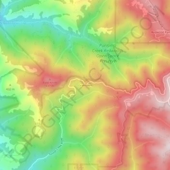 Carte topographique Grabtown, altitude, relief