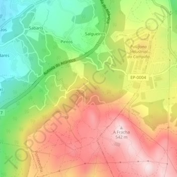 Carte topographique Presa Grande, altitude, relief