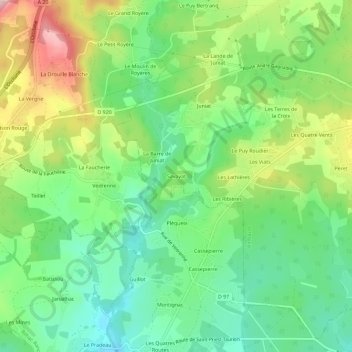Carte topographique Savayat, altitude, relief
